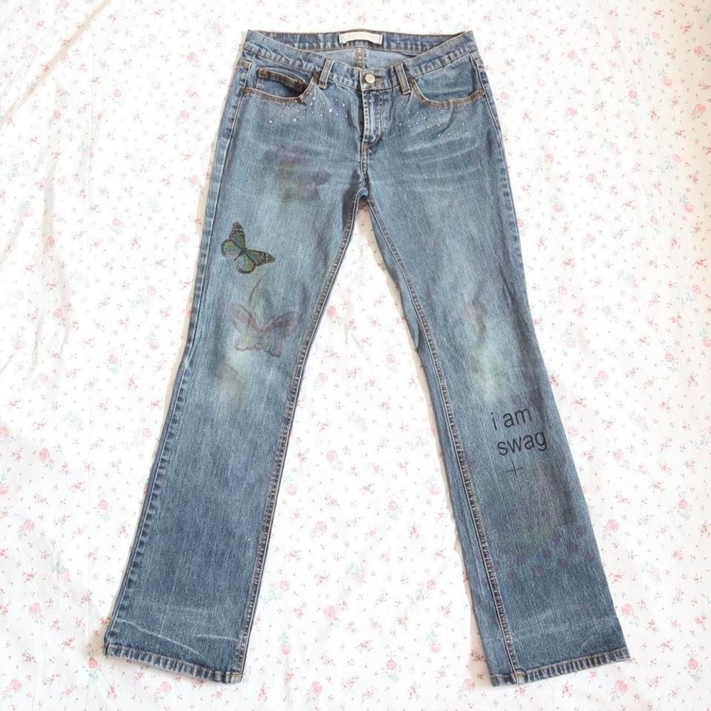 express volcanic vixen butterfly swag jeans y2k low rise 6r